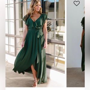 Ruffle Green Maxi Dress